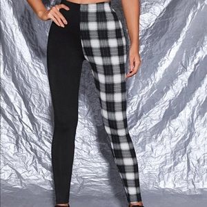 Cut-and-sew Plaid Leggings